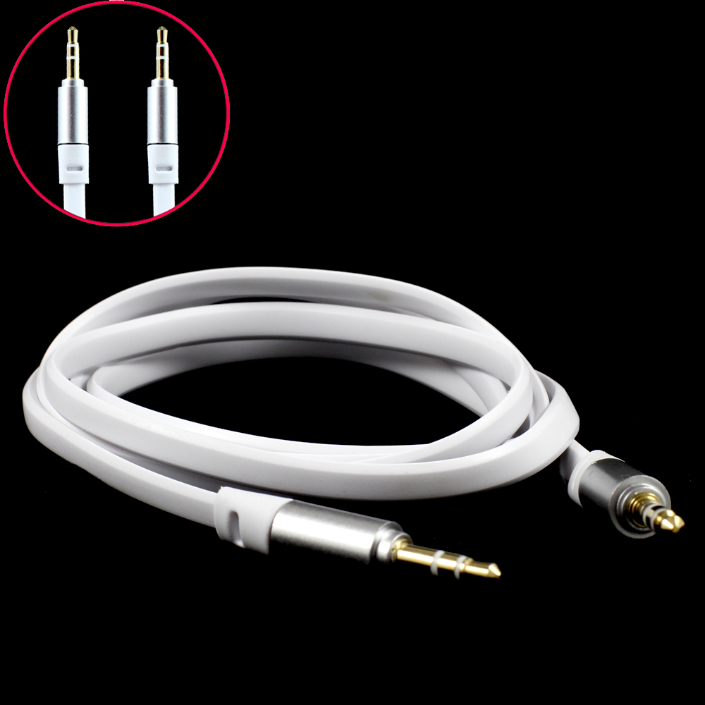 Auxiliary MUSIC Cable 3.5mm to 3.5mm Flat Wire Cable (White)